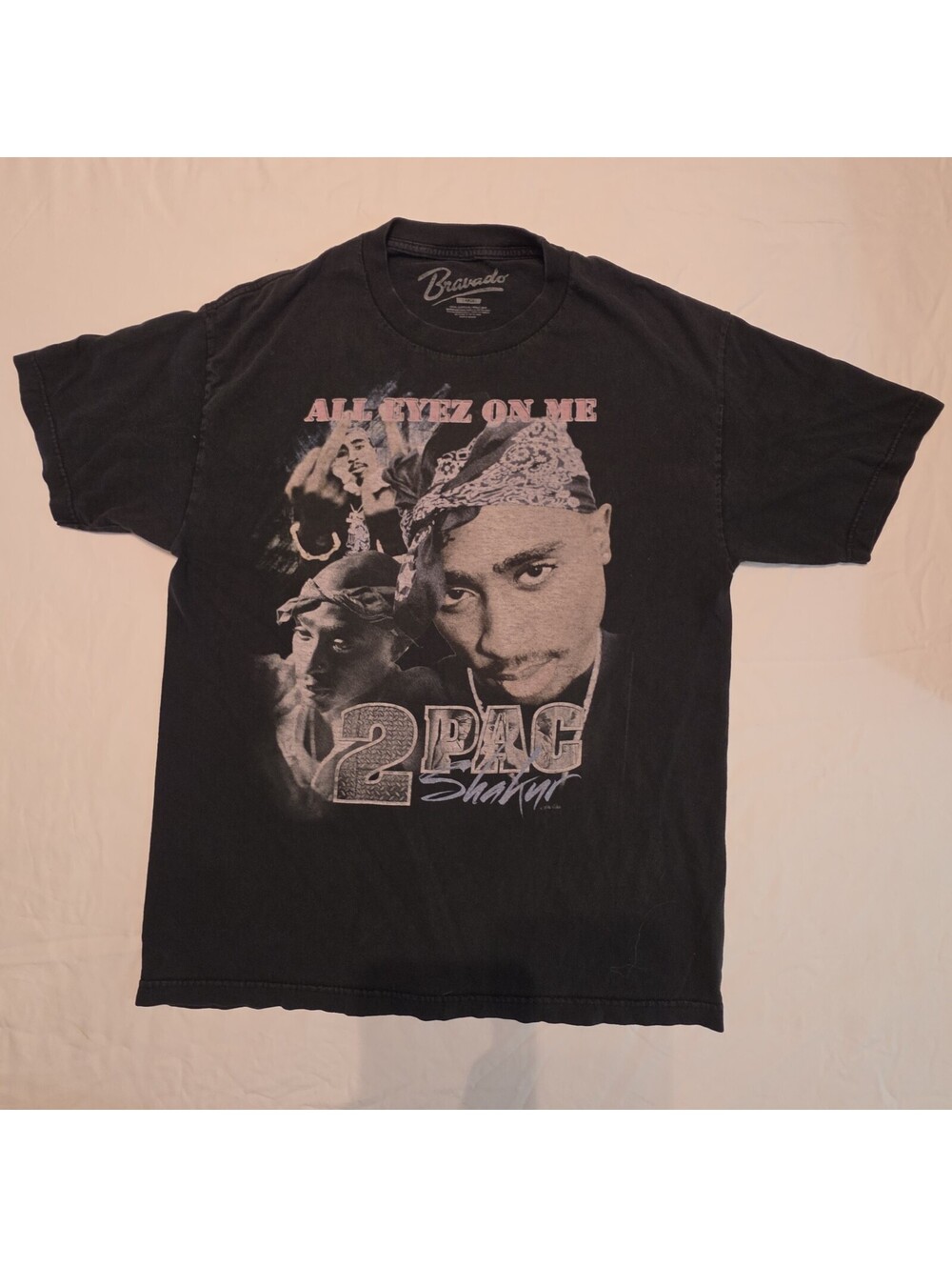 Tupac Shakur All Eyez On Me 2Pac Graphic Tee Bravado Black Shirt Size L